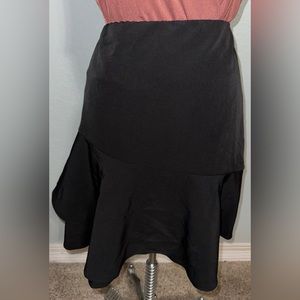 NWT Express Black Asymmetrical Ruffle Bottom Skirt XL